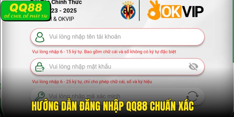 Các bước đăng nhập QQ88 chuẩn nhất