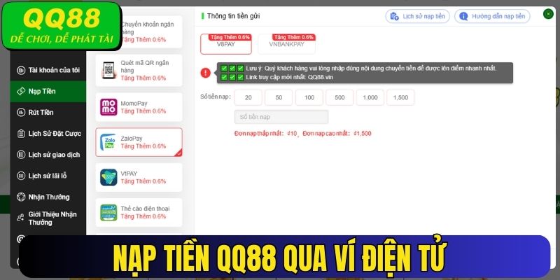 Nạp tiền QQ88 qua ví Momo đang được nhiều người yêu thích