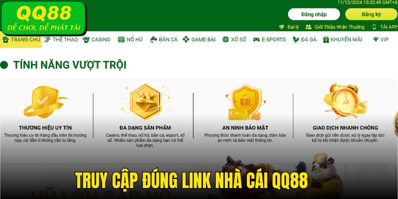 Vào đúng website với giao diện đã được đăng ký của QQ88